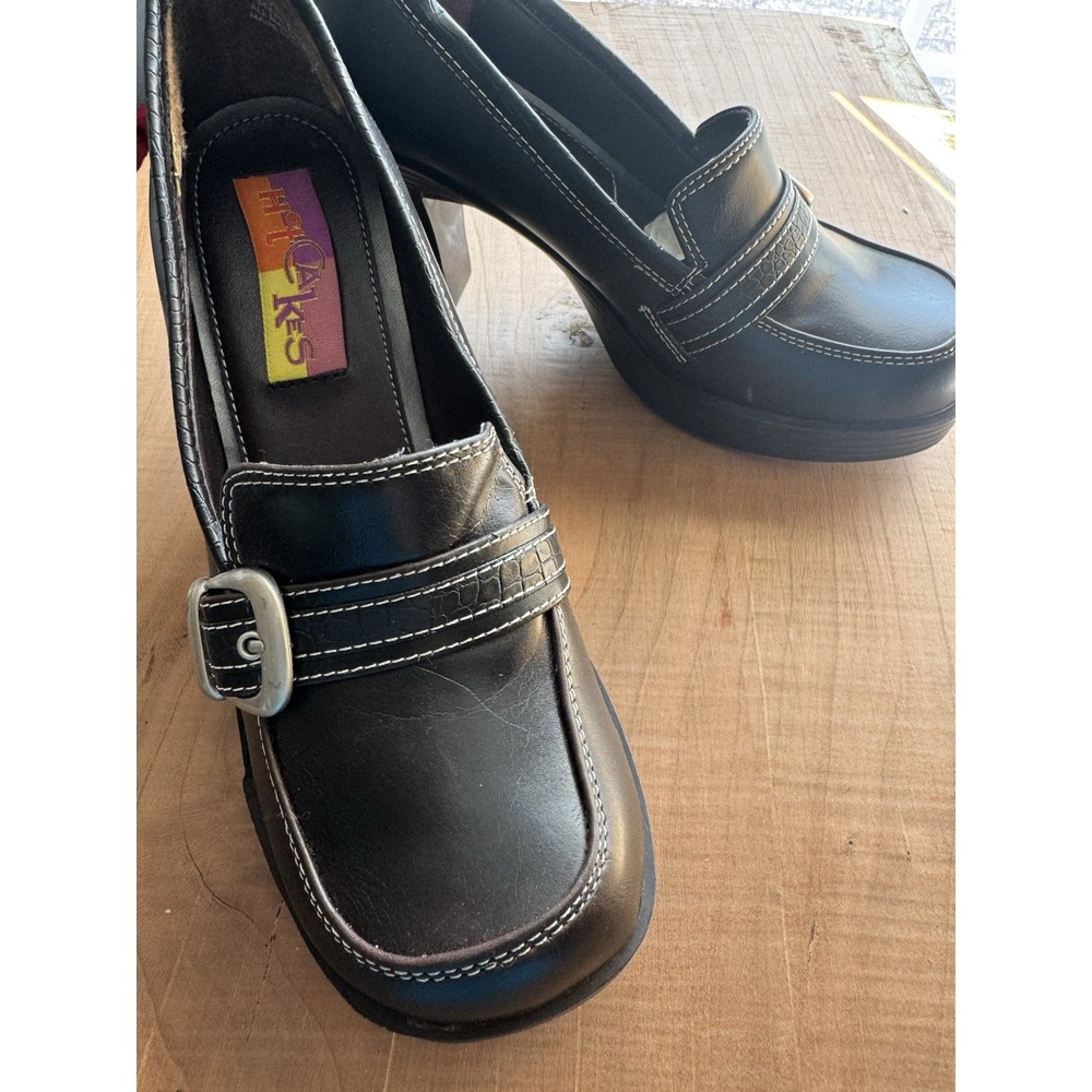 Hot Cakes Women's Heel Size 8.5 Black Well Used With Buckle